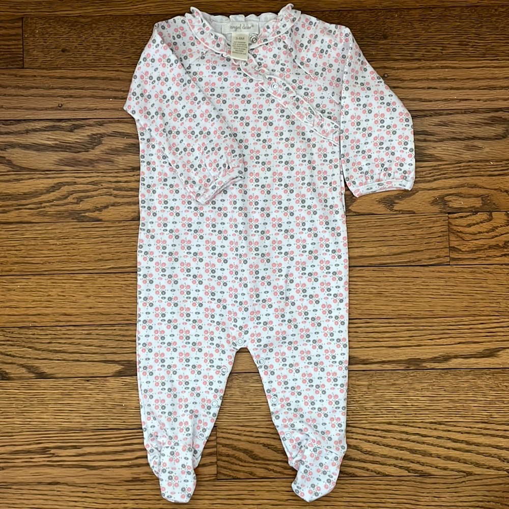 ANGEL DEAR Baby Girl Sleeper 3-6M Floral Footed Pajamas Soft Bamboo Ruffle
